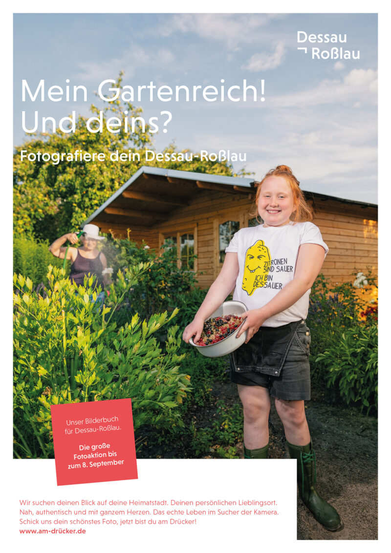 Plakatmotiv mit Kind im Garten für Binnenkampagne