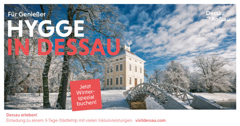Kampagnenmotib Hygge-Schloss Luisium im Winter